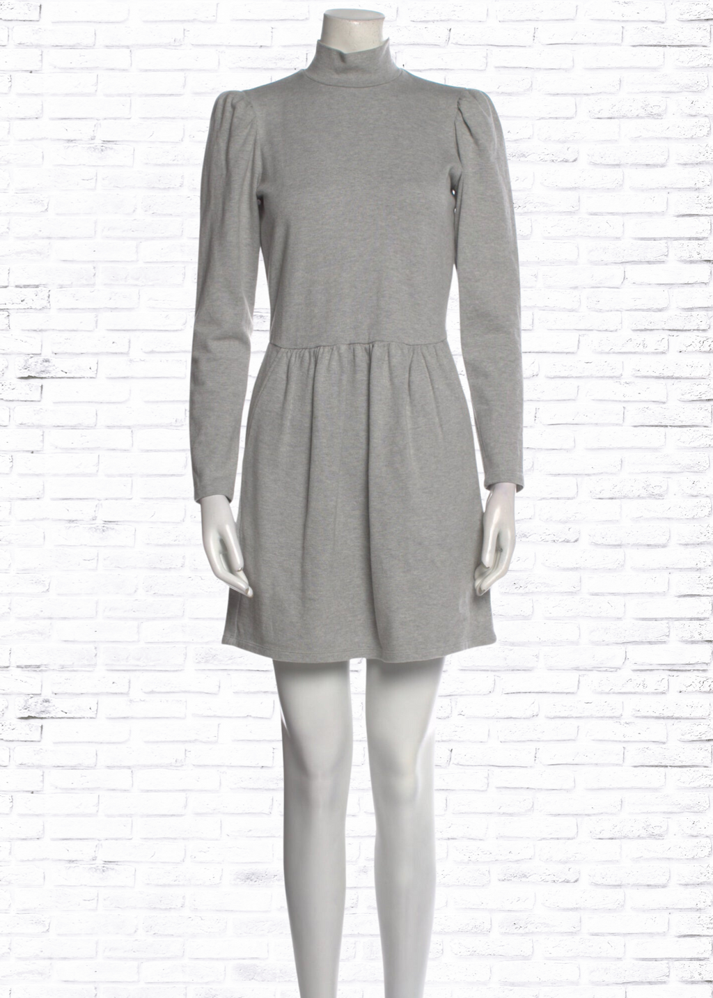 La Vie Rebecca Taylor Mock-Neck Mini Dress w/ Puffed-Sleeves