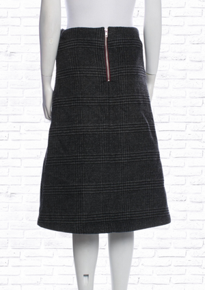 Ganni Wool Houndstooth 'Ebony' Wool Melange Skirt