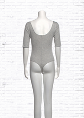 R.G. Kane 3/4 Sleeve Light Gray Bateau Neck Bodysuit