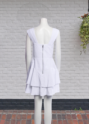 *FIRE SALE* Alice + Olivia White Tiered-Ruffle Mini Dress
