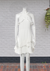 *FIRE SALE* Parker White Ruffle Halterneck Mini Dress