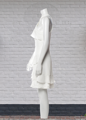 *FIRE SALE* Parker White Ruffle Halterneck Mini Dress