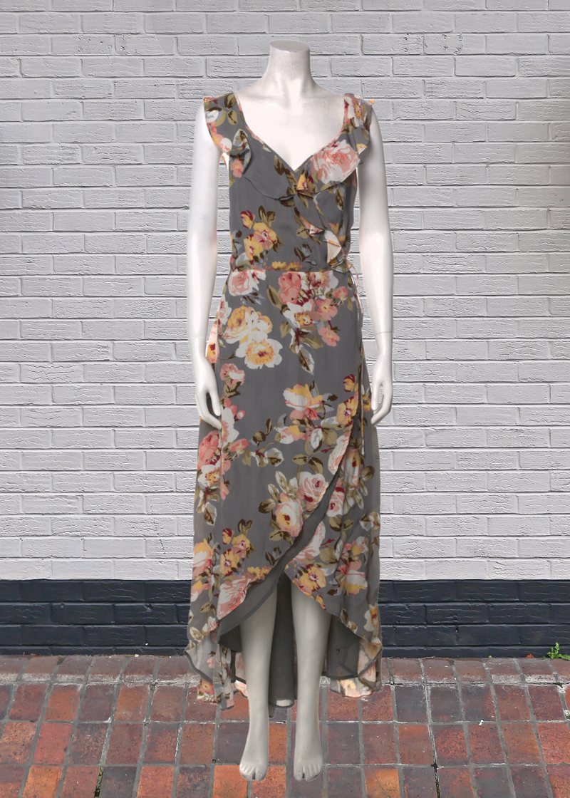 Privacy Please 'Fillmore' Floral Wrap High-Low Maxi Dress