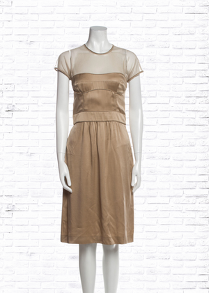 Burberry Prorsum Vintage Silk Gold Knee-Length Dress