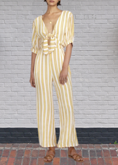Faithfull the Brand 'Maltese' Yellow Azure Striped Jumpsuit