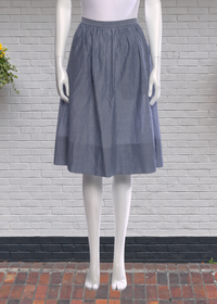 Vince Cotton Pinstripe Blue A-Line Midi Skirt