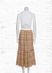 Tanya Taylor 'Camilla' Neutral Plaid Midi Dress