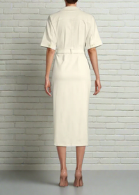 Suboo 'Lila' Ivory Twill Wrap-Style Midi Dress