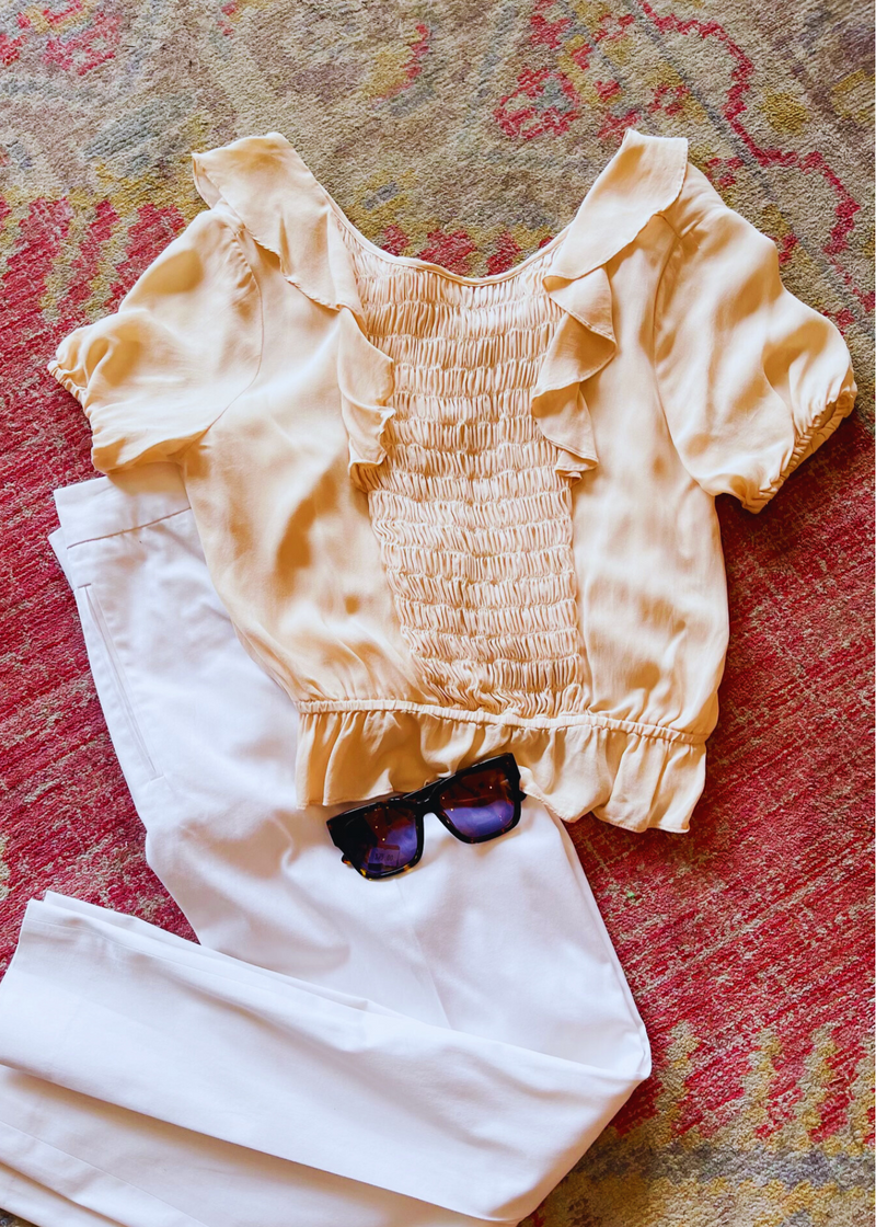 *FIRE SALE* LoveShackFancy 100% Silk Shirred Ruffle Blouse