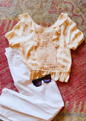 *FIRE SALE* LoveShackFancy 100% Silk Shirred Ruffle Blouse