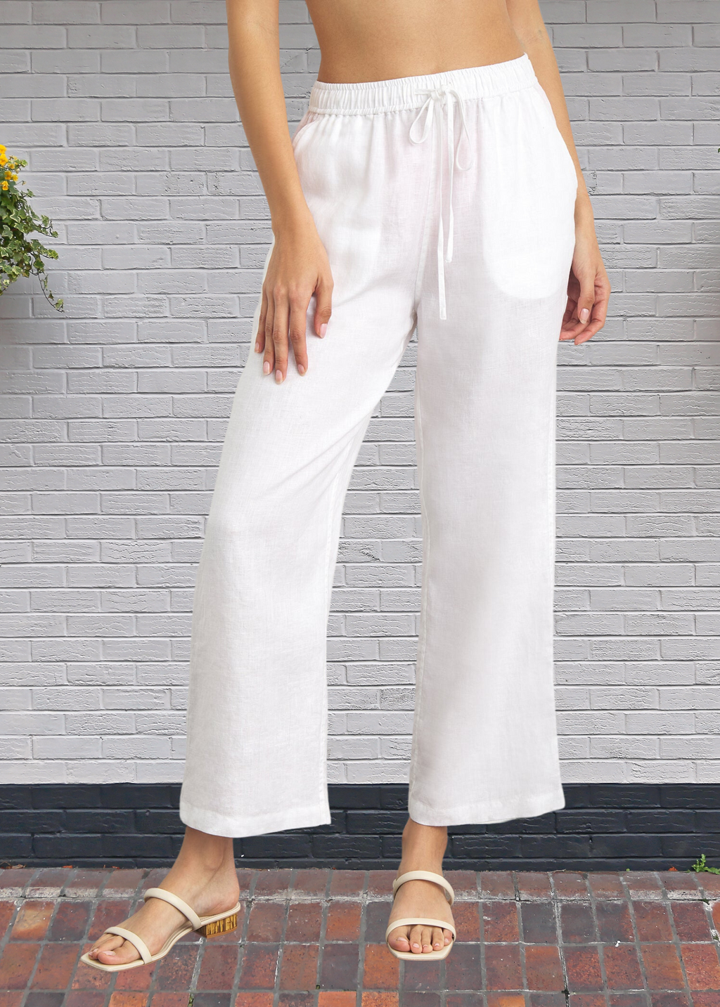 Onia Drawstring Linen Pants in White