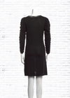 Alice + Olivia Black Scrunched Sleeve Sweater Dress with Stud Neckline