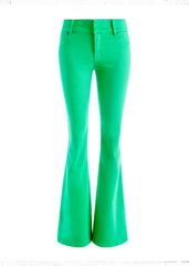 Alice + Olivia Low Rise Stacey Bell Pants in Garden Green