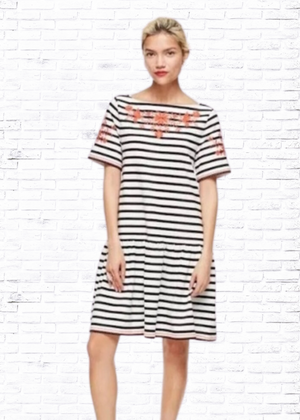 Kate Spade *Broome Street Collection* Black/White Striped Shift Dress