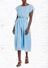 Rebecca Taylor Silk Ramie Cut-Out Smock Dress in Azul Blue