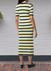 Jason Wu Striped Viscose Knit Short Sleeve Midi Dress