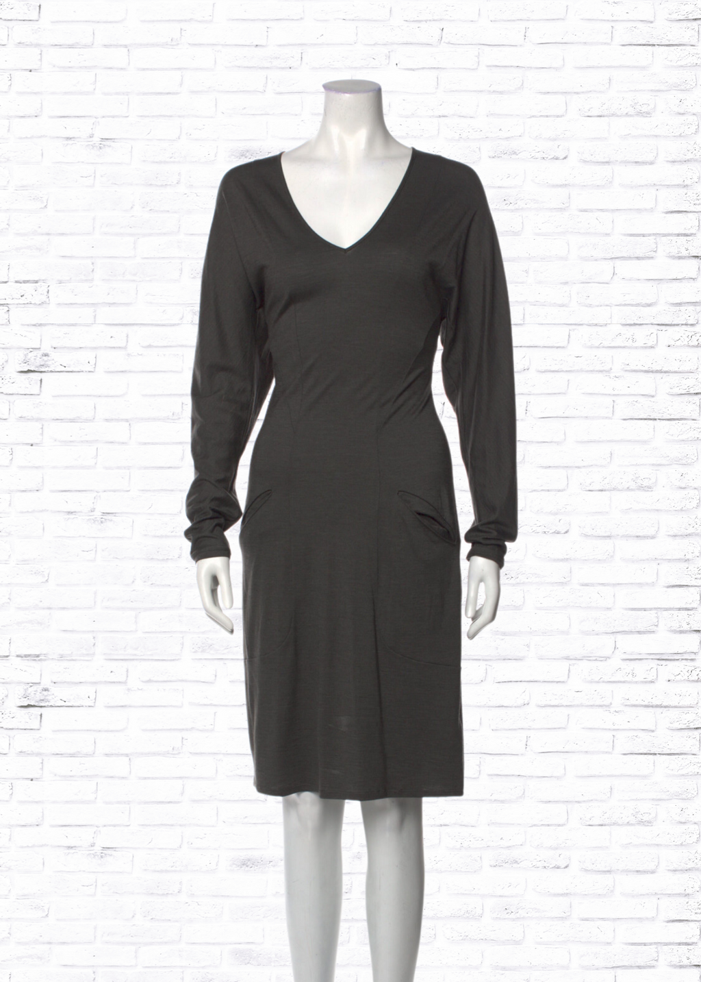 Helmut Lang Wool-Silk Blend Gray Shift Dress