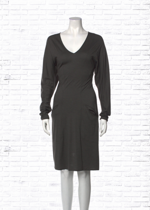 Helmut Lang Wool-Silk Blend Gray Shift Dress