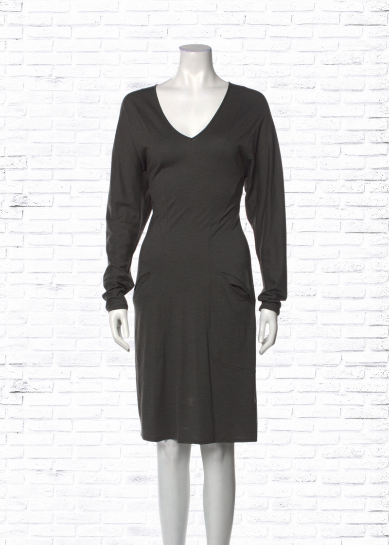Helmut Lang Wool-Silk Blend Gray Shift Dress
