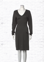 Helmut Lang Wool-Silk Blend Gray Shift Dress