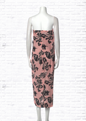 *FIRE SALE* Cedric Charlier Silk Pink-Printed Strapless Midi Dress