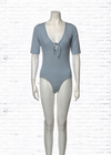 *FIRE SALE* Reformation Deep-V Sky Short Sleeve Blue Bodysuit