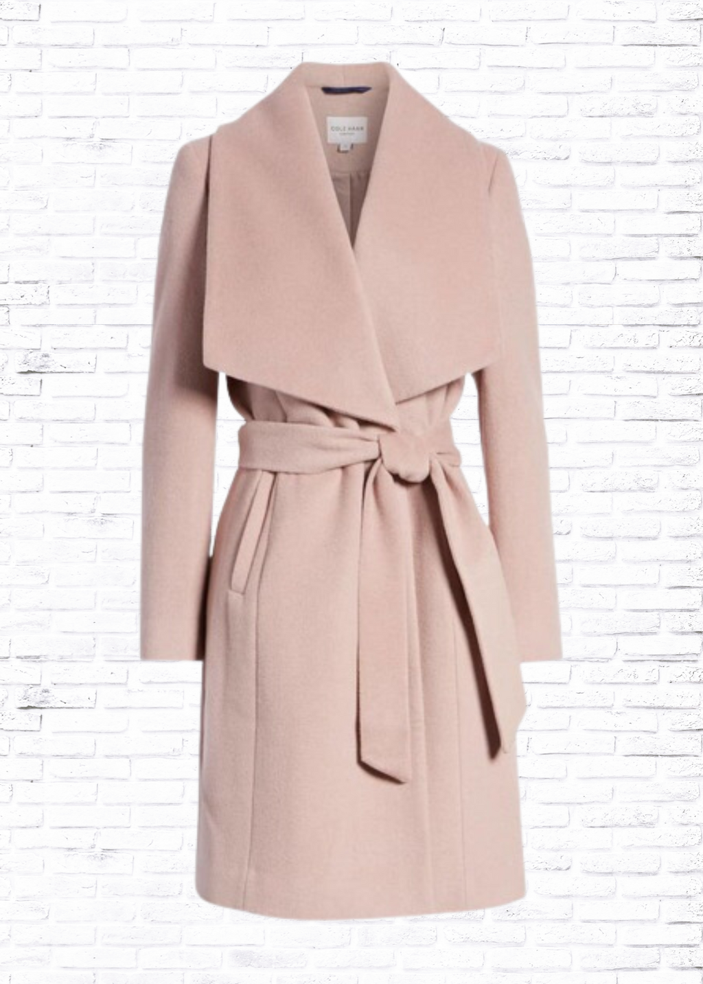 Cole Haan Signature Blush Pink Wool Belted Trenchcoat