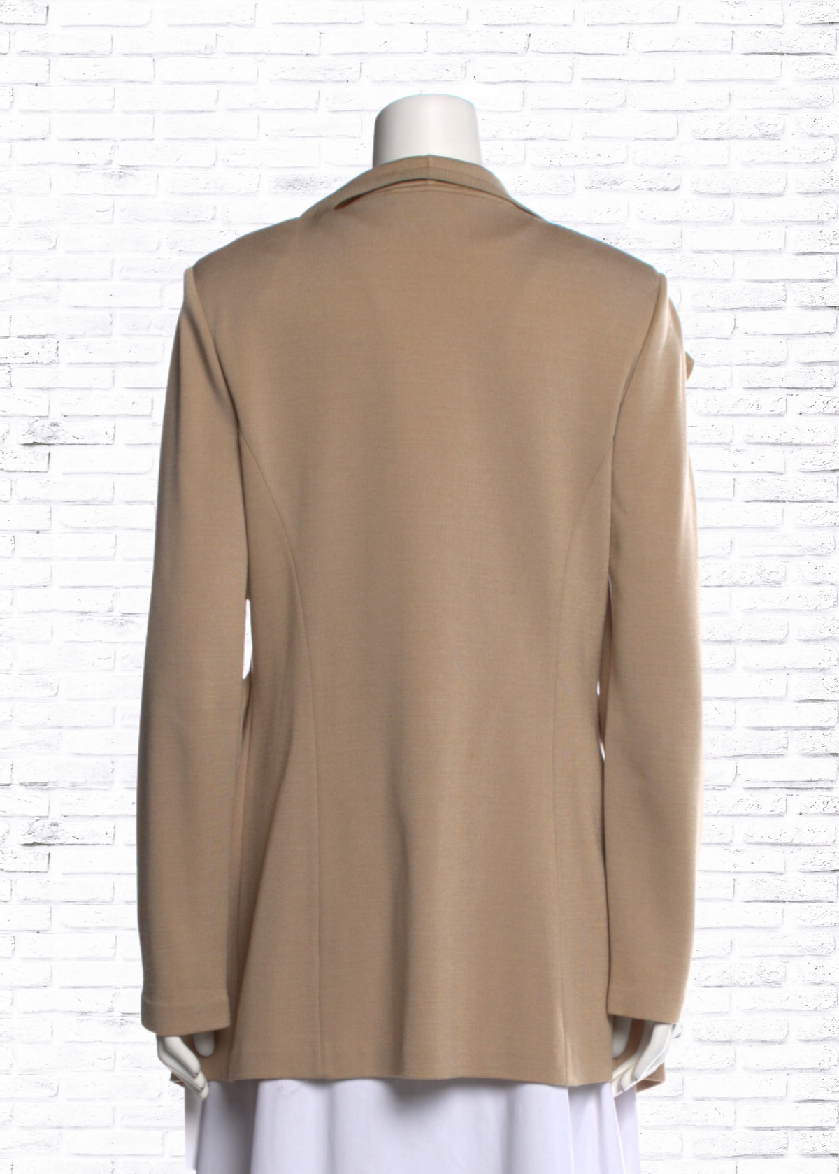 St. John Camel Open-Front Wool-Silk Blend Sweater