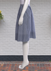 Vince Cotton Pinstripe Blue A-Line Midi Skirt