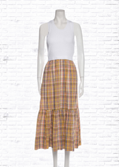 Tanya Taylor 'Camilla' Neutral Plaid Midi Dress