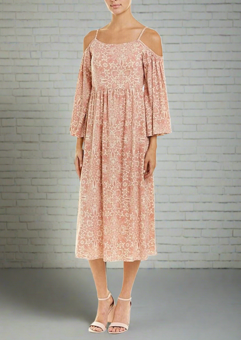 Rachel Pally Cold-Shoulder Prismatic Print 'Cheri' Midi Dress