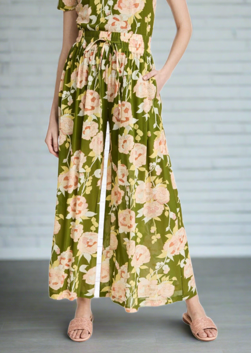 Rebecca Taylor 'Wilde Peony' Mesh Pant in Green Combo