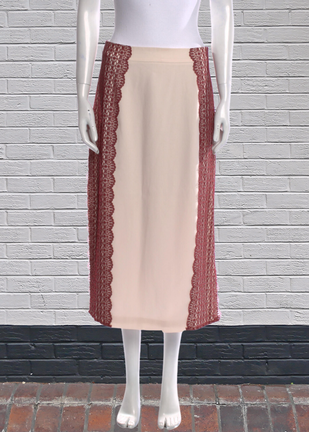 Tanya Taylor 'Simmons' Lace-Trimmed Crepe Midi Skirt