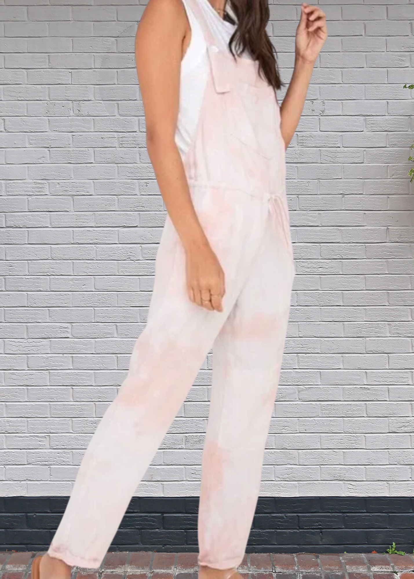 Bella Dahl Pink Tie-Dye Linen Overalls