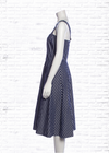 Lafayette 148 Blue/White Striped A-Line Midi Dress