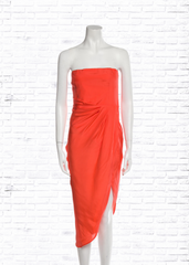 GAUGE81 Coral Silk 'Lica' Asymmetrical Midi Dress