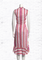 Parker V-Neck Striped High-Low Pink Ruffle Dress