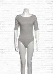 R.G. Kane 3/4 Sleeve Light Gray Bateau Neck Bodysuit