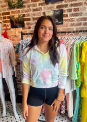 LoveShackFancy 'Kirby' Tie-Dye Crop Top  Hoodie