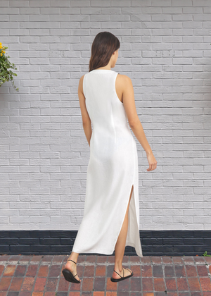 Onia Linen Button Down Maxi Dress in White