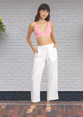 Onia Drawstring Linen Pants in White