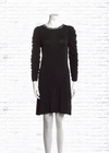 Alice + Olivia Black Scrunched Sleeve Sweater Dress with Stud Neckline