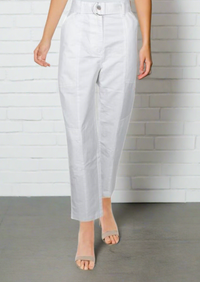 J Brand White Athena Linen Blend Straight Leg Pants