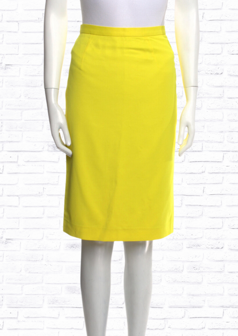 Tamara Mellon Acid Yellow Pencil Skirt
