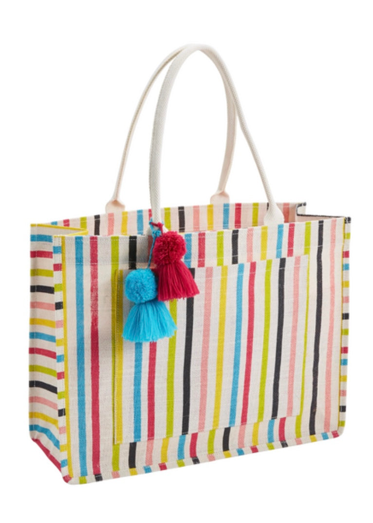 MudPie 'Jute' Tassel Burlap Oversized Tote