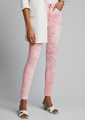 Alice + Olivia Pink Tie-Dye High-Rise Skinny Leg Denim Jeans
