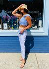 Reveriee Striped Crop Top