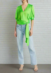 Essential Antwerp 'Wham' Green Wrap Top