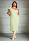 11 Honore 'Solange' Green Asymmetrical Sheath Dress