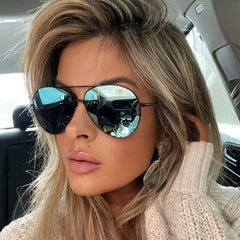 DIFF Knox Black and Blue Mirror Aviator Sunglasses